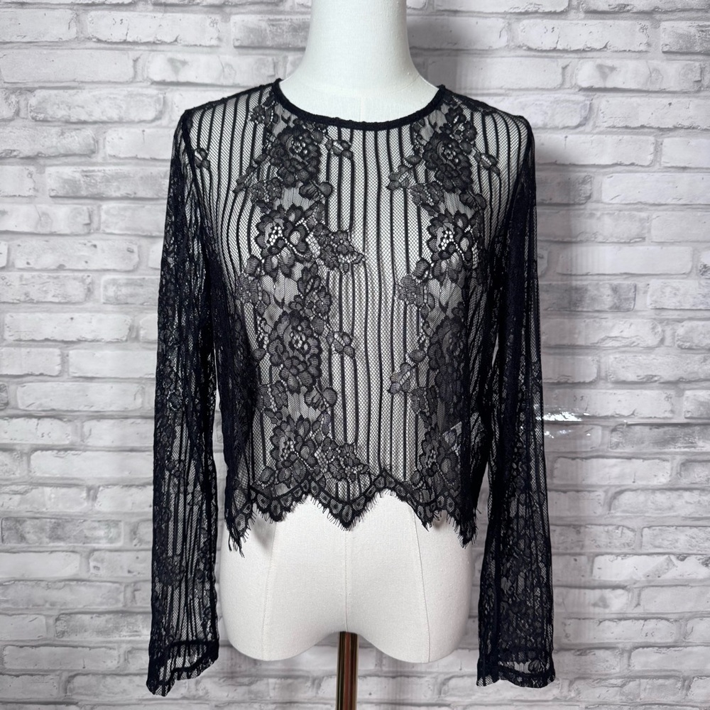 Forever 21 Black Floral Lace Goth Witchy Blouse